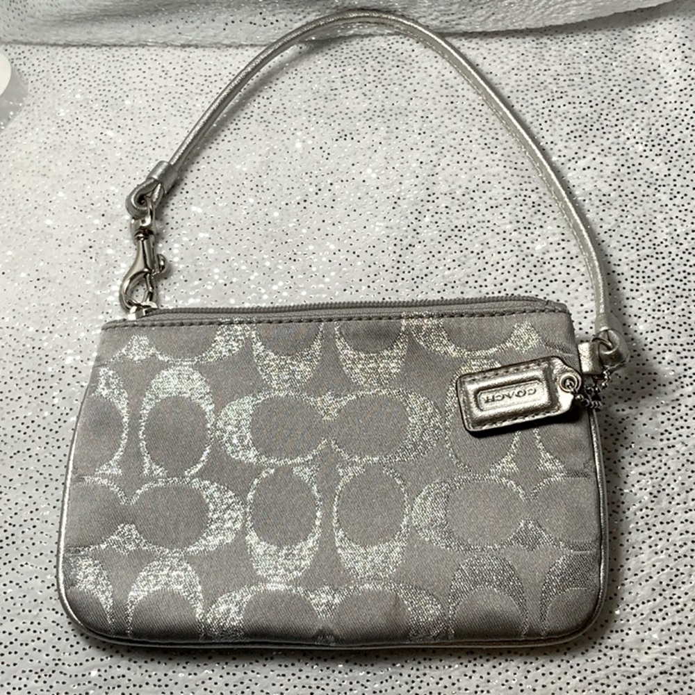 Coach Silver Signature Wristlet